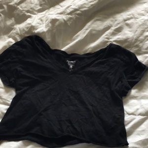Black cropped v neck